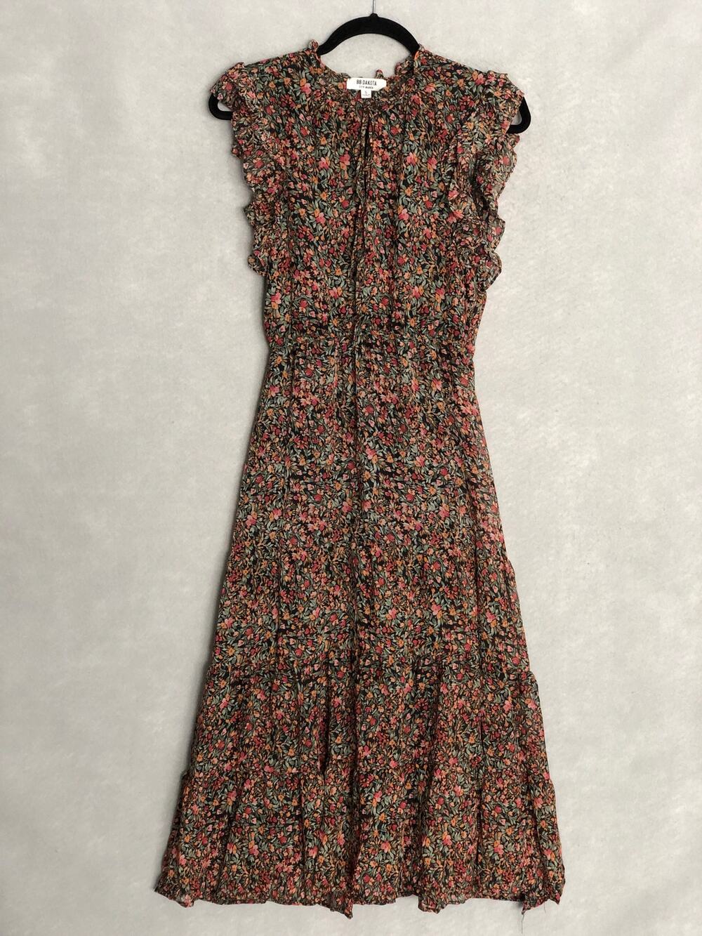 BB Dakota Steve Madden Tiered Dress Flutter Sleeve Floral Midi Women's Small